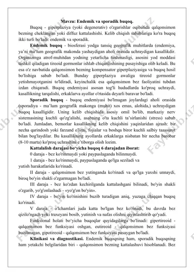 buqoq kasalligi (endemik va sporadik buqoq) — DOC