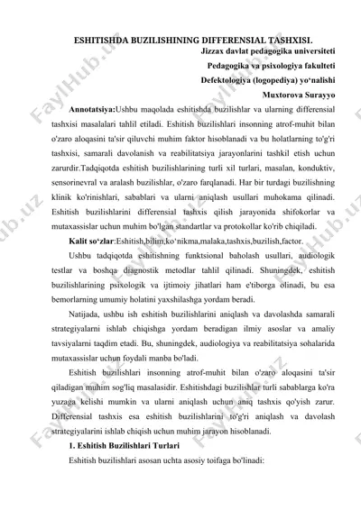 eshitishda buzilishining differensial tashxisi — DOC