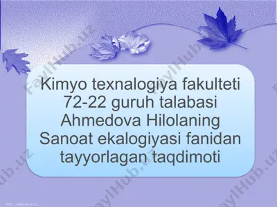 atmosfera havosining ifloslanishi va unikamaytirish usullari — PPTX