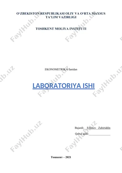 ko’p omilli ekonometrik tahlil 2-laboratoriya ishi — DOC