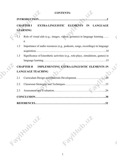 extra-linguistic elements in language learning and teaching — DOC