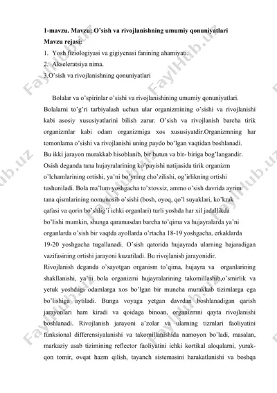 o’sish va rivojlanishning umumiy qonuniyatlari — DOC