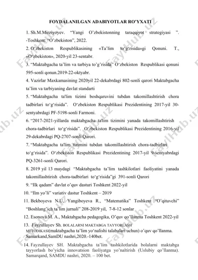 foydalanilgan adabiyotlar ro'yhati — DOC