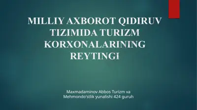 turizm korxonalarining reytingi — PPTX