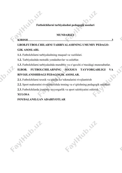 futbolchilarni tarbiyalashni pedagogik asoslari — DOC