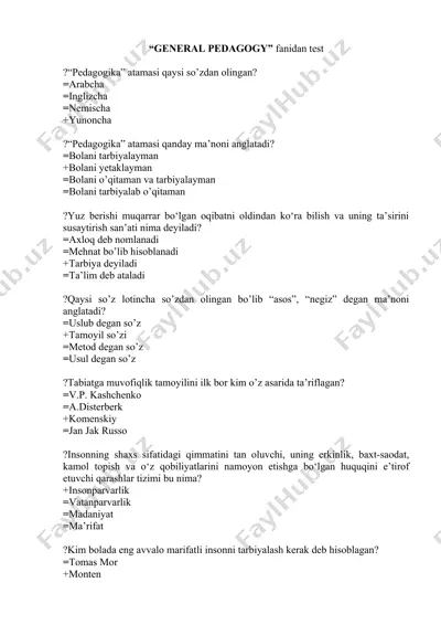 "general pedagogy" fanidan test — DOC
