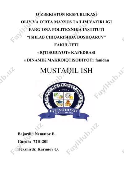 germaniya davlatining makroiqtisodiy tahlili — DOC