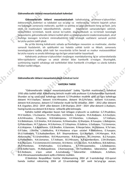 gidromeliorativ ishlarni mexanizatsiyalash kaferdasi — DOC