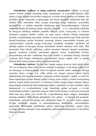 globallashuv hodisasi va uning mohiyati — DOC