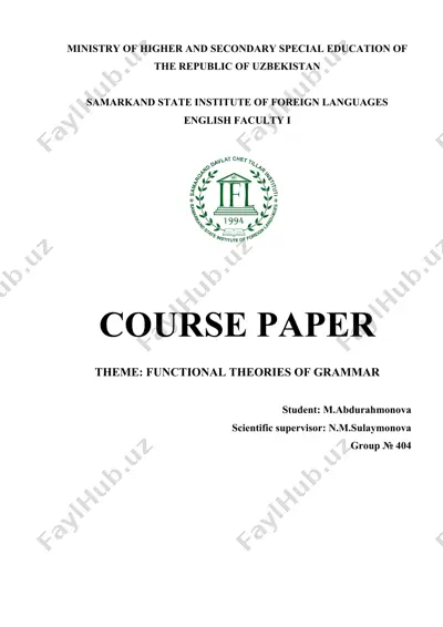 course paper on functional theories of grammar — DOC