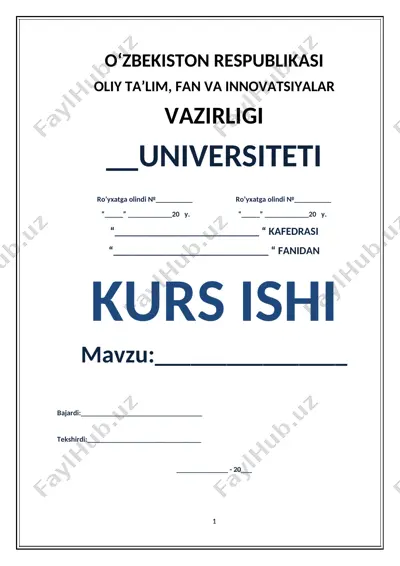 o‘zbekiston respublikasi oliy ta’lim, fan va innovatsiyalar vazirligi universiteti — DOC