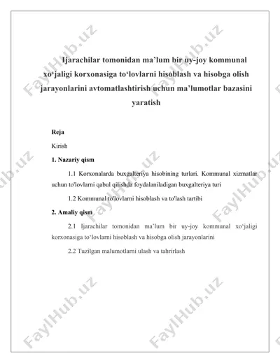 kommunal xizmatlar bo‘yicha ma’lumotlar bazasi — DOC