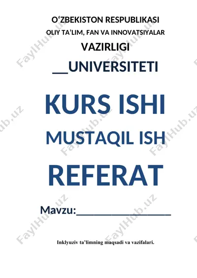 inklyuziv ta'limning maqsadi va vazifalari — DOC
