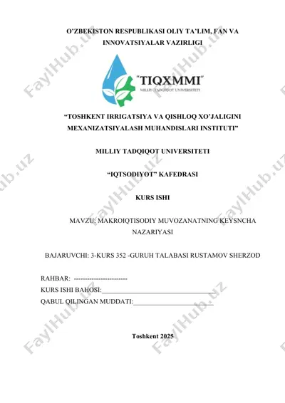 makroiqtisodiy muvozanatning keysncha nazariyasi — DOCX