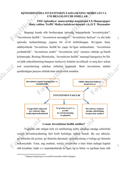 investitsion faollikning mohiyati va uni belgilovchi omillar — DOC