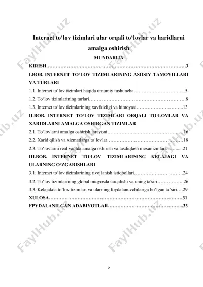 internet to‘lov tizimlari — DOC