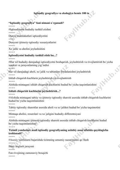 iqtisodiy geografiya va ekologiya — DOC