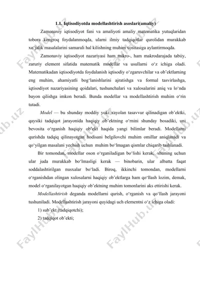 iqtisodiyotda modellashtirish asoslari — DOC