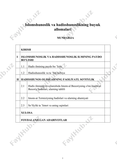 islomshunoslik va hadisshunoslikning buyuk allomalari — DOC