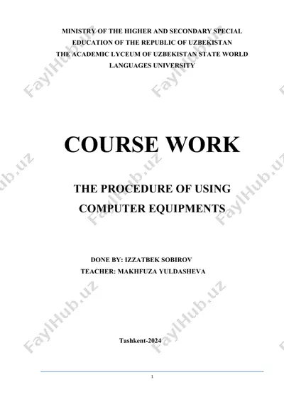 the procedure of using computer equipments — DOC