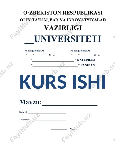kurs ishi mavzusi bo'yicha jahon xo'jaligi taraqqiyotining xozirgi zamon xususiyatlari — DOC