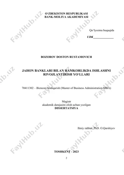 biznesni boshqarish (master of business administration-mba) — DOC