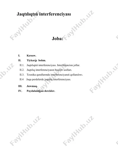 jaqtılıqtıń interferenciyası — DOC