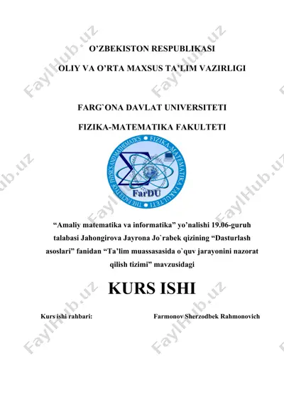 "ta'lim muassasasida o'quv jarayonini nazorat qilish tizimi" — DOC