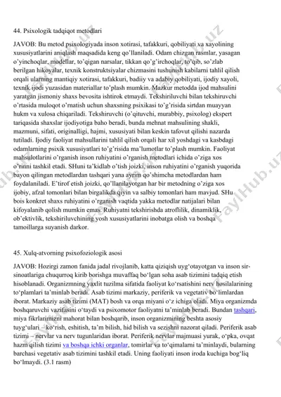 psixologik tadqiqot metodlari — DOC