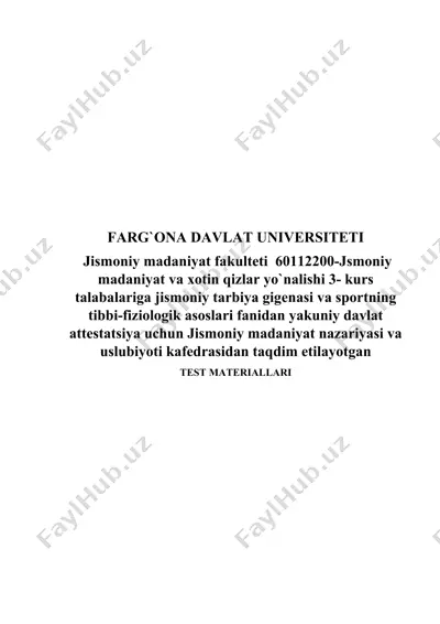 jismoniy madaniyat va xotin qizlar yo`nalishi test materiyallari — DOC