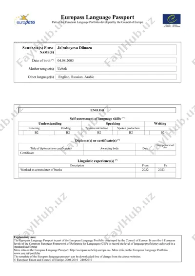 europass language passport — DOC