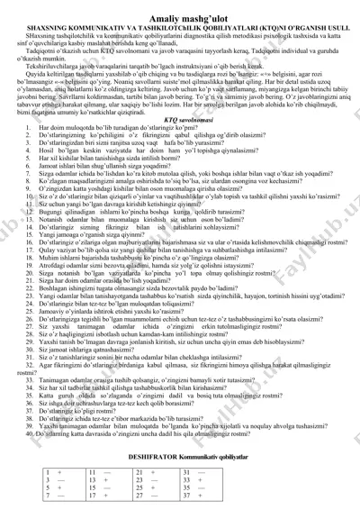 ktq diagnostika uchun savolnomasi — DOC