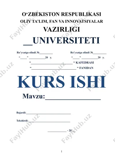 kurs ishi mavzusi bo'yicha kompetensiyani shakllantirish — DOC