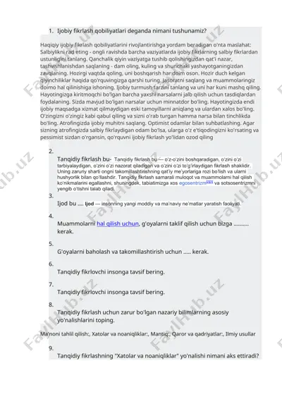 tanqidiy fikrlash — DOC