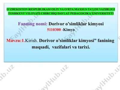 dorivoro’simliklar kimyosi — PPTX