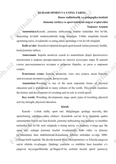 kurash sporti va uning tarixi — DOC