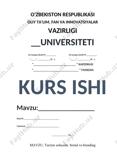 turizm sohasida brend va brending — DOC