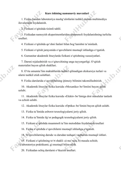 fizika kursi o‘qitish metodlari — DOC