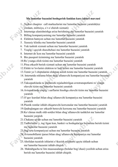 internetga ulanishga ariza berishning ma`lumotlar bazasi — DOC