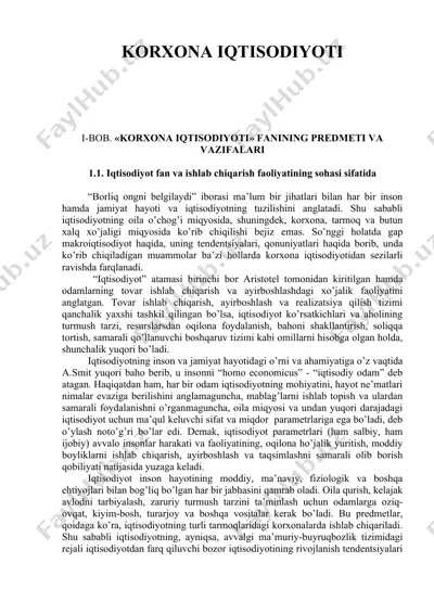 korxona iqtisodiyoti — DOC