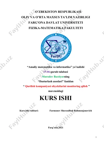 qurilish kompaniyasi obyektlarini monitoring qilish — DOC
