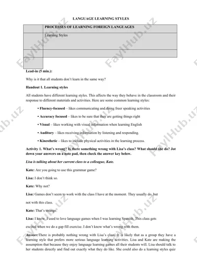 learning styles: language learning styles — DOC