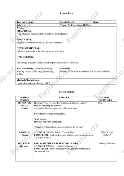 lesson plan — DOC