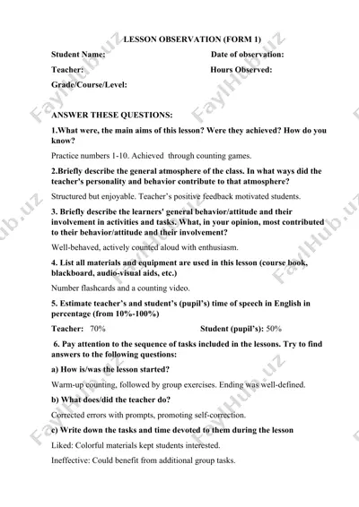 lesson observation (form 1) — DOC