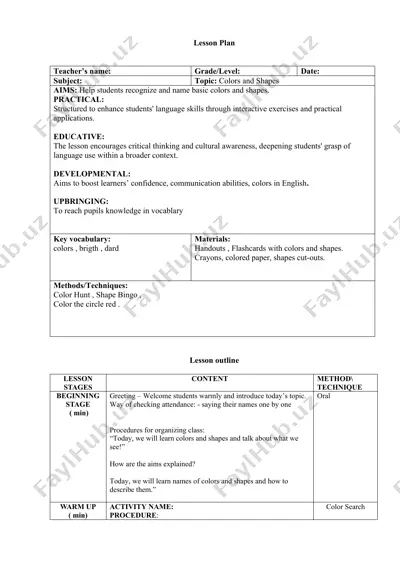 lesson plan — DOC