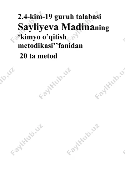 kimyo o’qitish metodikasi — DOC