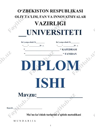 ma'no ko'chish turlarini o'qitish metodikasi — DOC