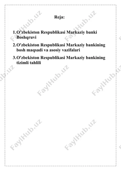 o'zbekiston respublikasi markaziy banki boshqruvi — DOC