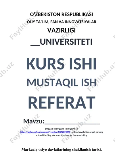 markaziy osiyo davlatlarining shakllanish tarixi — DOC