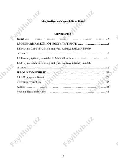 marjinalizm va keynschilik ta'limoti — DOC